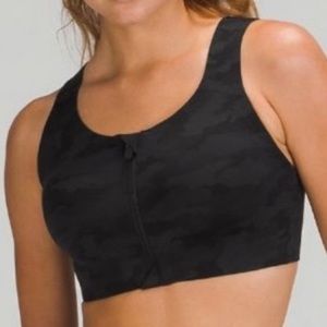 NWT Lululemon Enlite Bra Zip Front Incognito Camo Multi Grey 38DD Sports Bra
